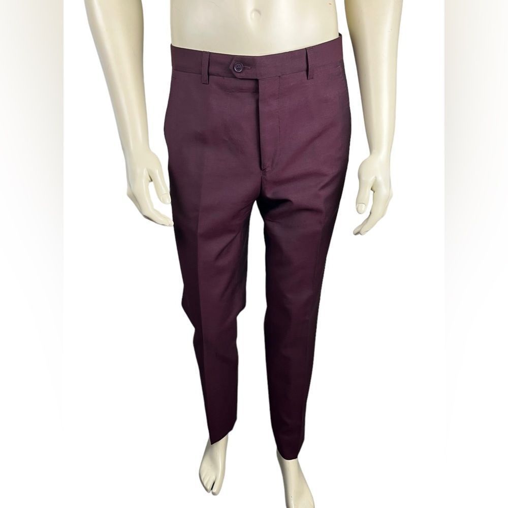 Ted Baker Casual F/F Maroon Dress Pants Like New 85% Wool 15% Mohair Size 34R